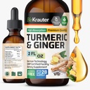 BIO KRAUTER Turmeric ja inkivääri täydentää Tincture - Turmeric Curcumin Immuuni tuki Drops - Ginger Extract Black Pepper - Vegan Formula - 2 Fl.Oz.