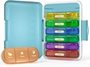 Viikottainen pilleri Organizer 3X a Day, 7 päivän pillerilaatikko 3 Times, Portable for Travel pilleri tapauksessa pillereitä / Vitamin / kalaöljy / lääkkeeksi / täydentää (3x7 Sininen + Rainbow)