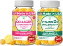 Lunakai Collagen ja D3-vitamiini Gummies Bundle - Ei-muuntogeenisiä anti-ikääntymisen lisäravinteet miehille ja naisille - Immuniteetti, luut ja mieliala Tuki Gummy aikuisille - 30 päivän tarjonta