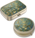 Pilleri Case Pillerilaatikko Mirror Retro Pieni pilleri tapauksessa laukku tai tasku Pronssi pillerilaatikko tai vitamiinit, kalaöljy, lisäravinteet, pilleri sisältää matkalahjat(2PCS)