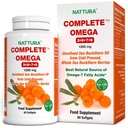 Nattura Complete Omega 3-6-7-9, Pure Sea Buckthorn Oil, European Quality, alkaen jalostamaton, Kylmä Pressed Kokomeri Buckthorn Wild Marries - 1200mg - 2 pullot