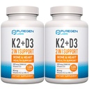 2 in 1 High Potency Formula 90mcg K2-vitamiini (MK7) ja 5000 IU D3-vitamiini täydentää luun ja sydämen terveys ...