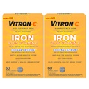 Vitron- C rauta Supplement, kerran päivässä, High Potency Iron Plus C-vitamiini, tukea punasolujen tuotantoa, väriaineeton tabletti, 60 kreivi, 2 pakkaus