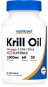 Nutricost Krill Oil 1000mg, 60 Softgels - Omega-3 EPA-DHA Krill Oil Superbakrill