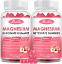 (2 pakkaus) Magnesium Glycinate Gummies-Magnesium Glycinate 500 mg, magnesiumkompleksin lisäaine kaliumin, vitamiinin D, B6 rauhoittaa, uni &amp; stressi helpotus-sokeriton, 120 persikka magnesium Gummies