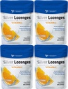 Hopea Lozenges kanssa C-vitamiini - Premium Nano Hopea 60 PPM Kolloidinen hopea, orgaaninen hunaja ja C-vitamiini Mineraali Supplement Drops tukea Immuuneja, Soothe Yskän & Kurkku - pakkaus 4