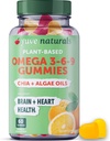 Yuve Vegan Omega 3-6-9 & DHA Gummies - Herkullisia lapsille, miehille ja naisille - Valmistettu Algae & Chia - NO Fish Oil, NO Krill - Essential Faspad Supplement - Ei-GMO, Gluteenittomat, Kasvi-Based - 60ct