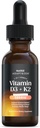 NutriRise-vitamiini D3 K2 Drops 5000 IU: Immuniteetti vitamiinit, tuki energialle, hyvinvoiva ja yhteinen mukavuus, kasvissyöjä, helppo ottaa nestemäinen Formula miehille & naisille + MCT öljy, gluteeniton, 1 fl oz