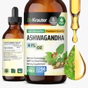 BIO KRAUTER Ashwagandha Liquid Drops - Ashwagandha lisäravinteet tyyneyttä - Vegan Mood Support Drops - Alkoholiton ja sokeriton - 4 Fl.Oz.