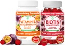 Lunakai E-vitamiini ja Biotin Gummies Bundle - 3000 mcg Gummies aikuisille energia- ja luunterveys - Vitamiinit hiukset, iho ja nuorten ulkonäkö