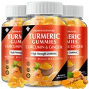 Turmeric Curcumin Gummies (3 pakkaus) - Turmeeric Curcumin täydentää inkivääri & Black Pepper Gummies immuuni lihasten tukea Terve iho - Vegaani, Gluteeniton, Matala sokeri - aikuisille