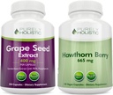 Puhtaasti kokonaisvaltainen viinirypäleen siemenuute 400mg + Hawthorn Berry 665mg Bundle - 400 vegan kapselit - valmistettu USA