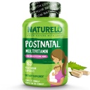 NATURALLO Postnatal Multivitamiini - täydennysosa imetyksen naisille - Plant-Based D-vitamiini, Folaatti, Gentle Silitysrauta - hoito Äiti, vauva - Post Natal Imetys Tuki 180 kapselia