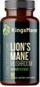 KingsManeTM Organic Lion's Mane Mushroom Supplement, Memory, Focus, & Clarity Brain Support, 1200mg, 60 kapselia