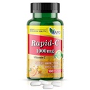 America Medic & Science Rapid-C 1000 mg C-vitamiinin täydennysosa (1 pakkaus 100 tablettia) Energy Booster, Päivittäinen immuunijärjestelmän tuki, antioksidantti Vegaani, ei-GMO päällystetty askorbiinihappo aikuisille ja naisille