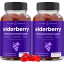 NutraChamps Elderberry Gummies, Sambucus Elderberry Gummies aikuisille ja lapsille, C-vitamiini, Propolis & Echinacea, Max Strength Immunosupport Gummies, Natural Berry Flavor, 120 Gummies (paketti 2)