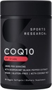 Sports Research CoQ10 (100mg) Parannettu w/Coconut Oil & Bioperine (Black Pepper) parempaan imeytymiseen Vegaani, muu kuin GMO Varmennettu (30 kasvis Softgels)