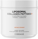 Koodi Liposomal Collagen Peptides Powder + C-vitamiini & Quercetin, fosfolipidikompleksi, Grass-Fed pastöroitu hydrolysoitu kollageeni tyyppi I & III täydennysosa All-in-one, ei-GMO, 14.97 oz