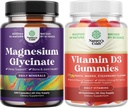 Puhdas magnesium Glycinate 400 mg per tarjoilu mielialauneen ja rentoutumiseen 240ct ja D3-vitamiinia päivittäiseen wellness- tai luulihas-immuunitukeen