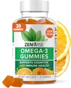 Zenwise Health Omega 3 Gummy Supplement - Burpless Omega 3 täydennysosa DHA & EPA rasvahapot immuuniterveyteen - kestävästi Lähde: kalaöljy, pellavansiemenöljy & E-vitamiini - 30 Gummy