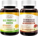 Lovita Bee Propolis Kapseli & Premium Reishi Sienet Nutrients Bundle. Ravintolisä tukee parempaa ravitsemusta ja yleistä hyvinvointia