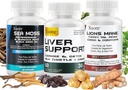 Sea Moss, Black Seed Oil,Mushroom & Herb Supplement Lions Mane, Turkey Tail, Reishi, Cordyceps, Chaga,And Liver Cleanse ja Detox & Repair - kanssa Maito Thistle ,Kaikki Yhdessä Supplment (3 paketteja).