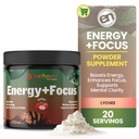 EarthNutri Energy + Focus Powder Supplement - Energy Boost & Helps Concentration with PeakO2, AlphaSize, Cognizin, PurCaf, Theacrine, Acetyl L-Carnitine L-tyrosine ...