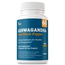 Tobias Ashwagandha kapselit, 1300mg Organic Ashwagandha juuriuute Per Serving with Black Pepper, Calming Adaptogen, Energy & Focus Supplement, 60 kasvissyöjä kapselit