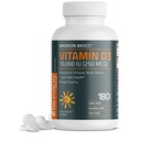 Bronson-vitamiini D3 10 000 IU (250 MCG) terveelle lihastoiminnolle ja immuunituelle, ei-GMO, 180 tablettia