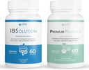 IBSolution Gut Health Bundle - All Natural Gut Health Support & Premium Probiootit w/ 40 miljardia PMY tukea epäsäännöllinen Bowels, turvotus, ummetus, kaasu, vatsakipu - 2 pakkaus (120 Caps)