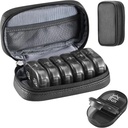 Serfeymi Viikolla matka pillereitä Järjestäjä 2 Kertaa päivässä Päivitetty Musta pillerilaatikko 7 Päivä Kannettava Zipper PU Nahka pilleri Case, Lääketiede Organizer pillereitä, Vitamiinit, Kalaöljyjä - Musta 01