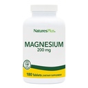 NaturesPlus Magnesium - 200 mg, 180 tablettia - Kasvisruoka, Gluteeniton - 180 tarjoilua