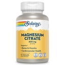 SOLARAY Magnesiumsitraatti 400 mg - Magnesium täydennysosa - Luun terveys, lihakset, rentoutuminen ja sydämen terveys tuki - tehostettu imeytyminen, vegaaninen, Gluteeniton, 60 päivän takuu, 30 tarjoilua, 90 VegCaps