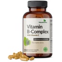 Futurebiootit B-vitamiinikompleksi C-vitamiinilla tukee energian tuotantoa, hermostoa ja immuunitukea - ei-GMO, 200 kasvissyöjän kapselia