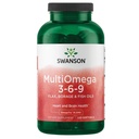 Swanson MultiOmega 3-6-9 - Ei-GMO Pellava, Borage & Fish Oil Capsules - Essential Facies Tukee Cardiovascular Health & Brain Health - (220 Softgels, 2400 mg Serving)