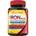 Lääkärin reseptit Iron Supplement for Women Miehet - Hellä Iron Bisglysinaatti kanssa C-vitamiini, B6, Folate & B12 - Non-Constitipating & Vatsa Friendly Iron Pills for Blood & Energy Support, 30 Vegan Caps