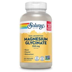 SOLARAY Magnesium Glycinate Kapselit, kelated magnesium Bisglysinaatti w/BioPerine, suurempi imeytyminen Magnesiumlisä - luut, lihakset, sydäntuki, Vegan, 68 tarjoilua, 275 VegCaps