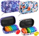 Serfeymi Viikoittain matka pillereitä Järjestäjä 2 Kertaa päivässä PM Sateenkaari pillerilaatikko 7 Päivä kanssa Zipper Canvas pilleri tapauksessa, Lääketiede Organizer pillereitä, Vitamiinit, kalaöljyjä - violetti 01+ Bloom 01