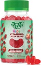 D3-vitamiini Jelly Bean Gummia lapsille, 25mcg/1000 IU D-vitamiini, kasvisravintolisät, 120 mansikkahyytelöpapua, Kosher