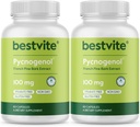 BESTVITE Pycnogenol 100mg (120 kapselia) (60x2) - French Maritime Pine Bark Extract - No Stearates - Gluteeniton - Ei muuntogeenisiä organismeja