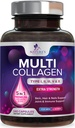 Multi Collagen Supplement 2400 mg - tyypit I, II, III, V & X Multi Collagen Peptides pillerit naisille ja miehille, hydrolysoitu kollageeni täydentää, hiukset, iho, kynsi, & Joint Support Supplement - 240 kapselia