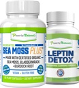 Power by Naturals: Organic Sea Moss ja Leptin Detox Bundle - 60 Vegan Kapselit Jokainen - Plant-Baseed, Gluteeniton täydentää immuuniparannus ja luonnollinen puhdistus