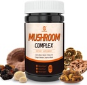 Mushroom Supplement Complex, Lions Mane, Reishi, Turkey Tail, Chaga, Maitake, Agaricus, 6 High Strength Organic Mushroom for Energy, Focus, Memory & Immunomy System Support