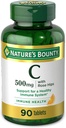 Nature's Bounty C-vitamiinia, tukea terveelle immuunijärjestelmälle, 500 mg C-vitamiinia ruususiruilla, 90 purutablettia