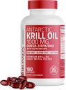 Bronson Antarktis Krill Oil 1000 mg Omega-3s EPA, DHA, Astaksantiini ja fosfolipidit 180 Softgels