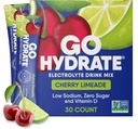GoHydrate Low Sodium Elektrolytes Powder Packets Sugar Free - Instant Hydration Daily Drink Mix - Zero Sugar Water Flavor Packet Singles D-vitamiini - (Cherry Limeade, 30 pakkausta)