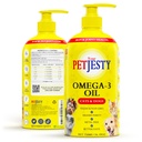 PetJesty Pure Omega 3 Oil for Dogs & Cats 26.39oz - Omega 3 Iho & takki Tukineste elintarvikkeiden täydentää lemmikkieläin - Vegaani lemmikki + DHA yhteisen toiminnan, Immuuni & Heart Health, Non Fish Oil Koira ja Cat