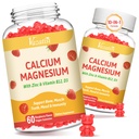 2 Pack kalsium Gummies kanssa magnesium, sinkki, D3-vitamiini ja B12, kalsium täydentää naisten miesten, tukea luun, lihasten ja immuniteetin, 120 vegaani vadelma maku Gummies