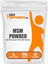 BulkSuplements.com MSM Powder - Metyylisulfonyylimetaani, MSM Supplement, Ravintolisä - Gluteeniton, 3g per tarjoilu, 100g (3.5 oz) (pakkaus 1)