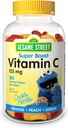 Webber Naturals Seesam Street C-vitamiini 2+, 125 mg C-vitamiinia per Gummy, 6 kuukauden tarjonta, vapaa gluteenista, meijeristä, maapähkinöistä ja liivate, Immuuni tuki, 180 Gummies